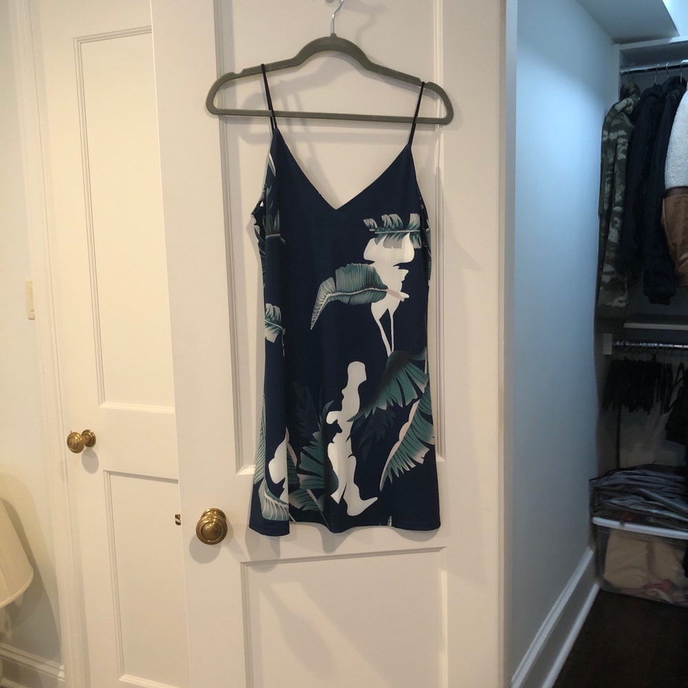 Dark blue banana leaf dress